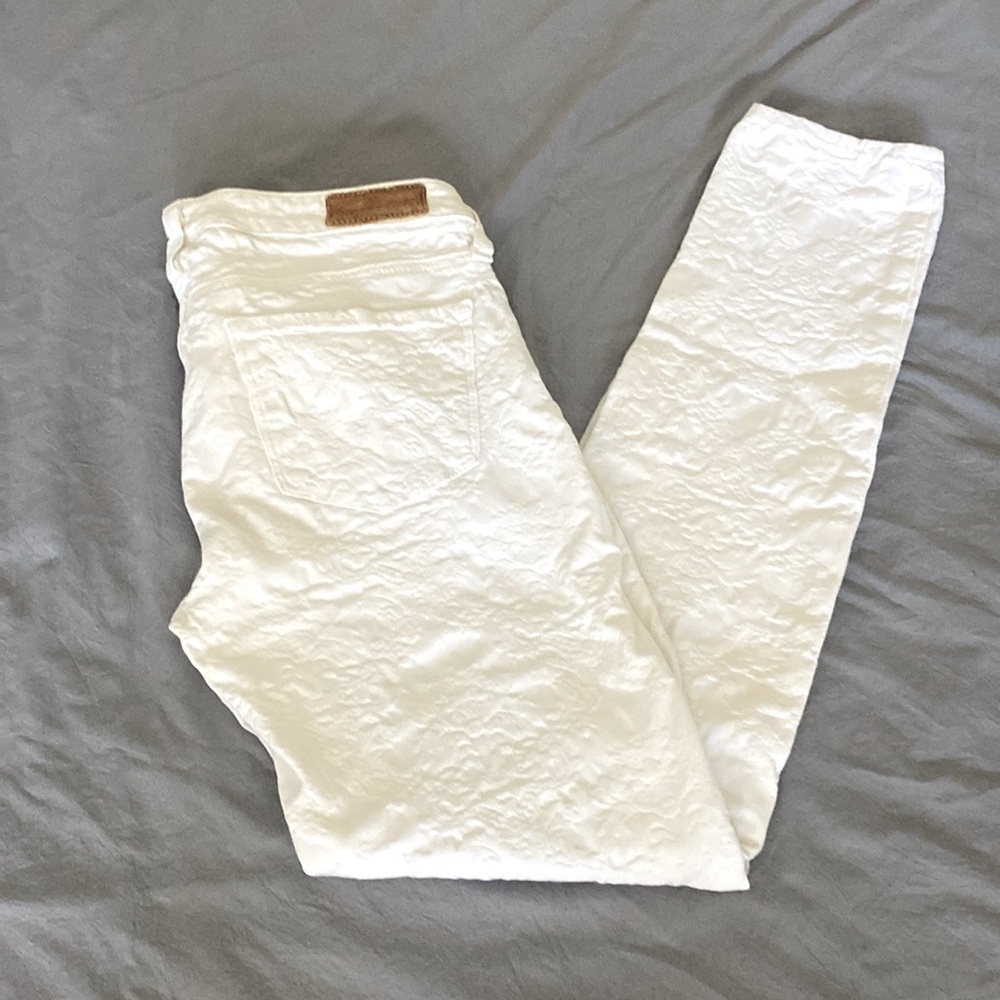 Rare-Paisley Big Star 1974 Vintage Alex Paisley Skinny Mid-Rise White Jeans